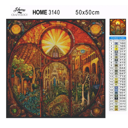 Stained Glass City - Exclusive Premium Diamond Painting Kit - Diamond Painting Kit