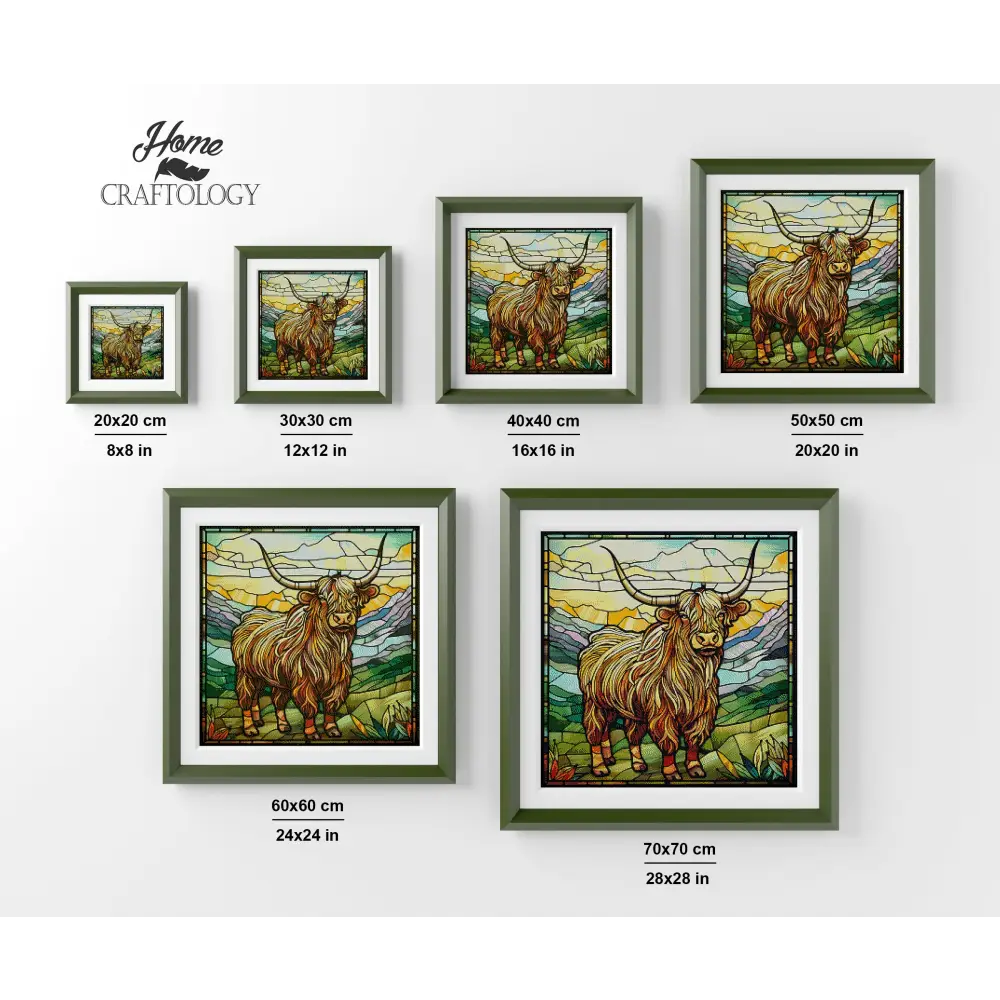 Stained Glass Highland Cow - Exclusive Premium Diamond Painting Kit - Diamond Painting Kit