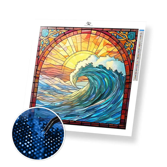 Stained Glass Waves - Exclusive Premium Diamond Painting Kit - 20x20cm / 8x8’’ / Square (Most Popular) - Diamond