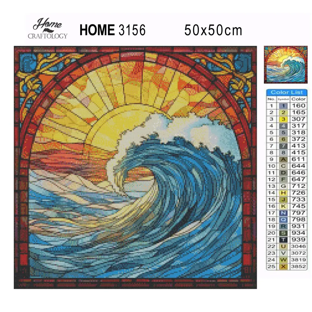 Stained Glass Waves - Exclusive Premium Diamond Painting Kit - Diamond Painting Kit