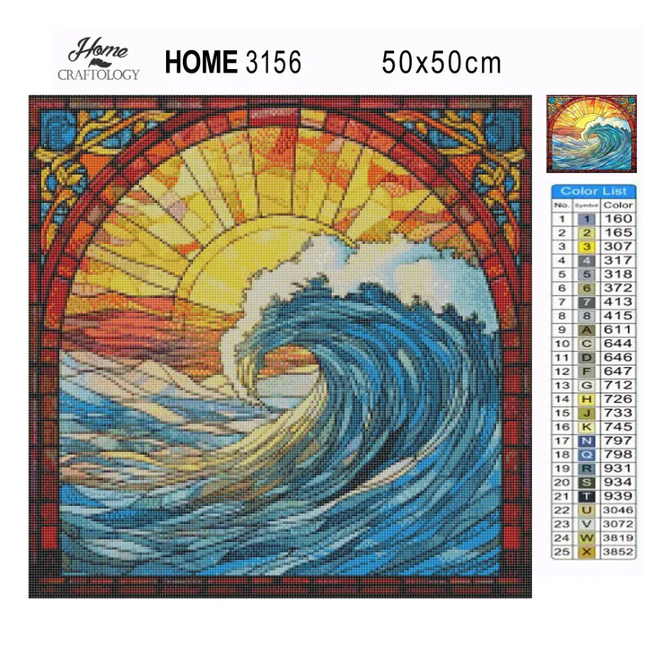 Stained Glass Waves - Exclusive Premium Diamond Painting Kit - Diamond Painting Kit