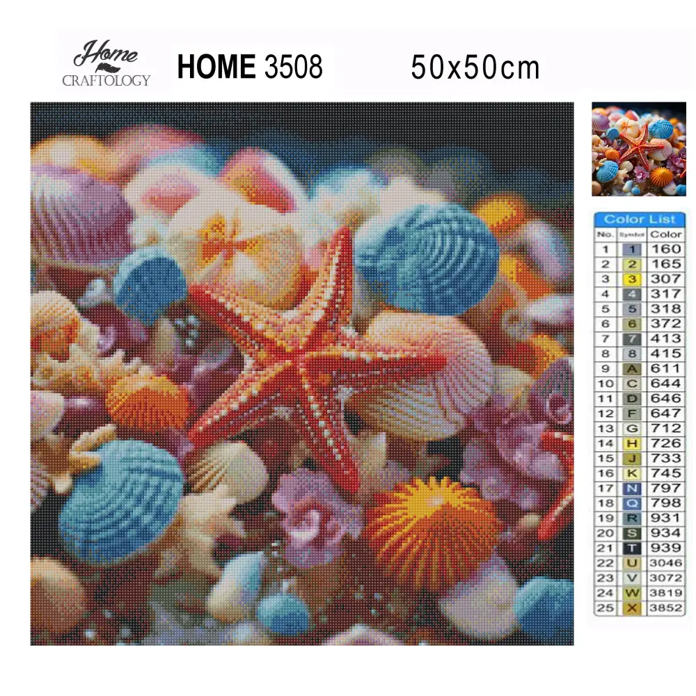 Starfish and Shells - Exclusive Premium Diamond Painting Kit - Diamond Painting Kit