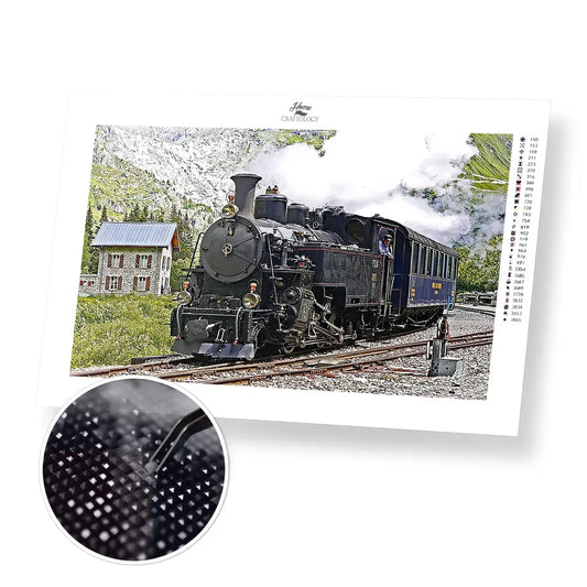 Steam Train in Furka - Premium Diamond Painting Kit - 45x30cm / 18x12’’ / Square (Most Popular) - Diamond Painting Kit