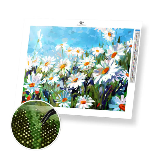 Summer Daisies - Exclusive Premium Diamond Painting Kit - 40x30cm / 16x12’’ / Square (Most Popular) - Diamond Painting