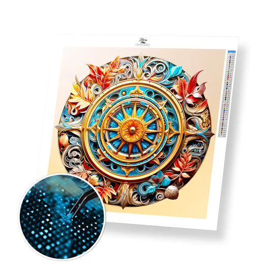 Sunburst Mandala - Exclusive Premium Diamond Painting Kit - 20x20cm / 8x8’’ / Square (Most Popular) / No Frame