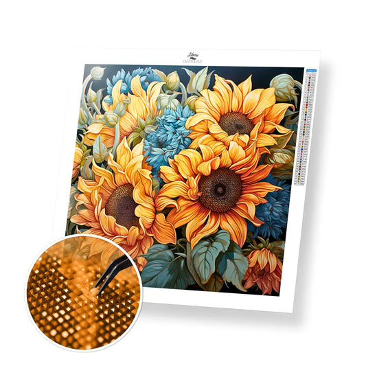 Sunflower Bouquet - Exclusive Premium Diamond Painting Kit - 20x20cm / 8x8’’ / Square (Most Popular) / No Frame