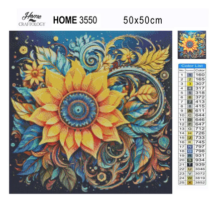 Sunflowers and Leaves - Exclusive Premium Diamond Painting Kit - Diamond Painting Kit