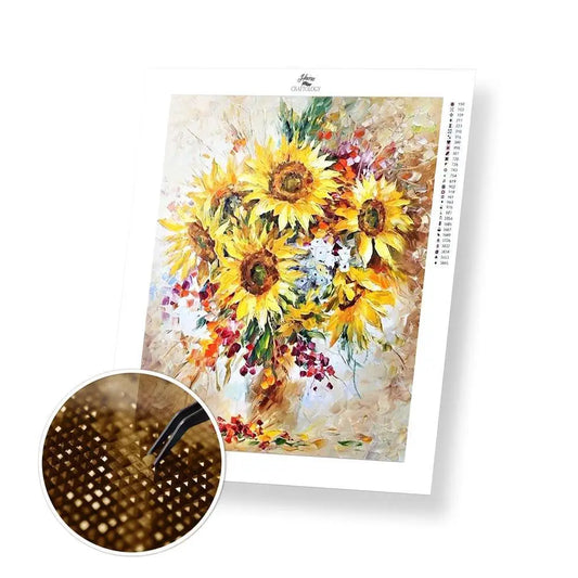 Sunflowers - Exclusive Premium Diamond Painting Kit - 20x25cm / 8x10’’ / Square (Most Popular) - Diamond Painting Kit