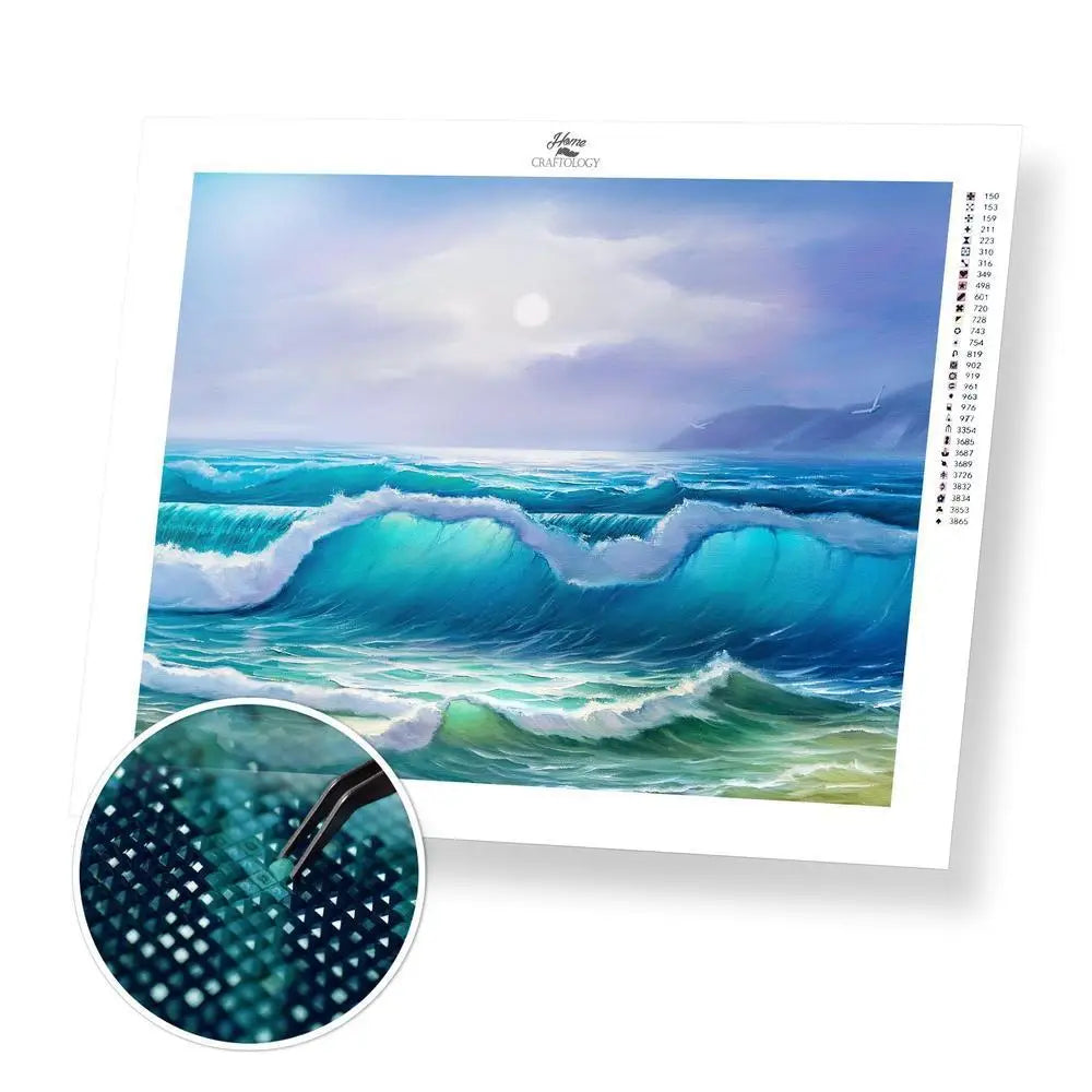 Sunlit Waves - Exclusive Premium Diamond Painting Kit - 25x20cm / 10x8’’ / Square (Most Popular) - Diamond Painting Kit