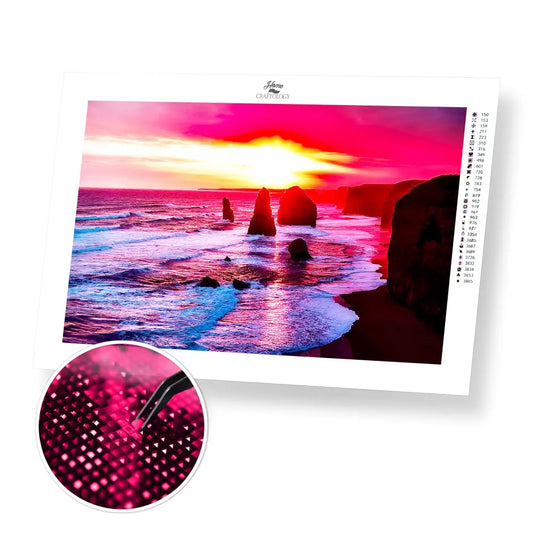 Sunset at The Twelve Apostle - Premium Diamond Painting Kit - 45x30cm / 18x12’’ / Square (Most Popular) - Diamond