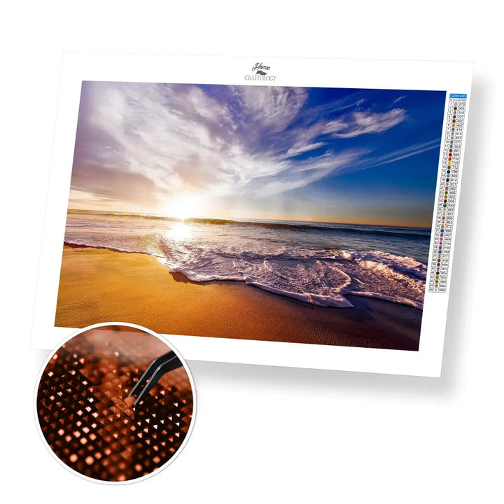 Sunset Beach - Premium Diamond Painting Kit - 45x30cm / 18x12’’ / Square (Most Popular) - Diamond Painting Kit
