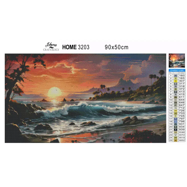 Sunset by the Beach - Exclusive Premium Diamond Painting Kit - Diamond Painting Kit