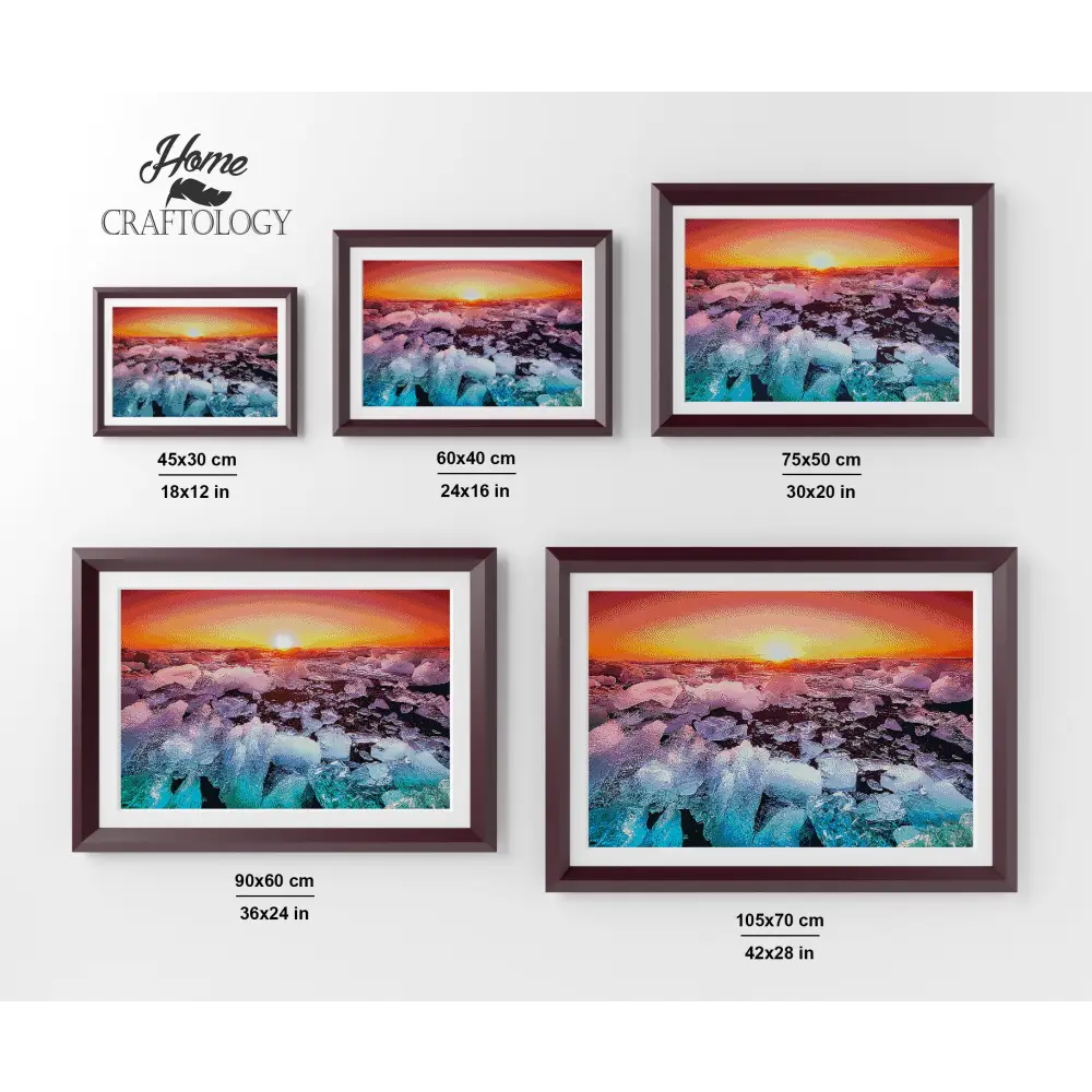 Sunset by the Glacier - Premium Diamond Painting Kit - Diamond Painting Kit
