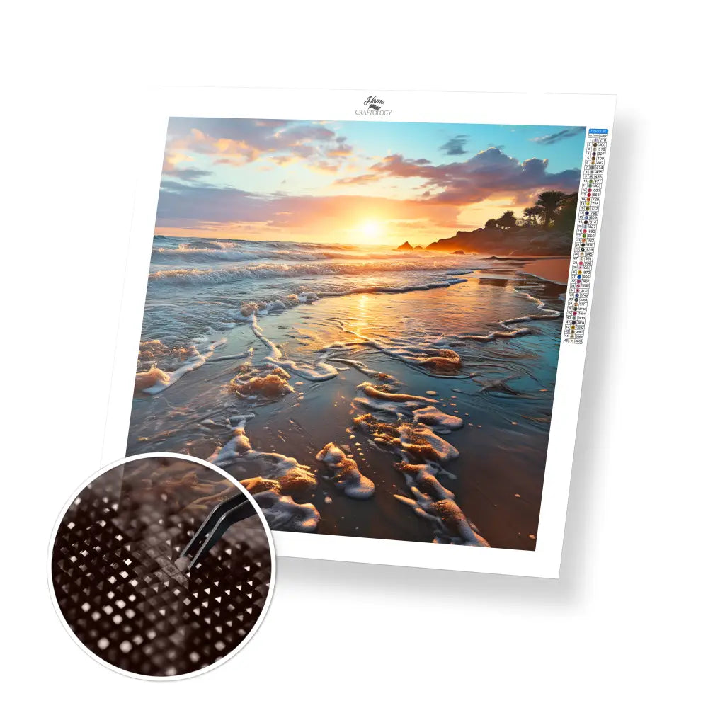 Sunset by the Shore - Exclusive Premium Diamond Painting Kit - 20x20cm / 8x8’’ / Square (Most Popular) - Diamond