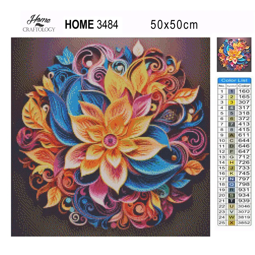 Swirls and Flowers - Exclusive Premium Diamond Painting Kit - Diamond Painting Kit