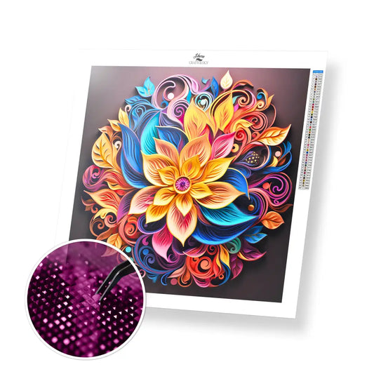 Swirls and Flowers - Exclusive Premium Diamond Painting Kit - 30x30cm / 12x12’’ / Square (Most Popular) - Diamond