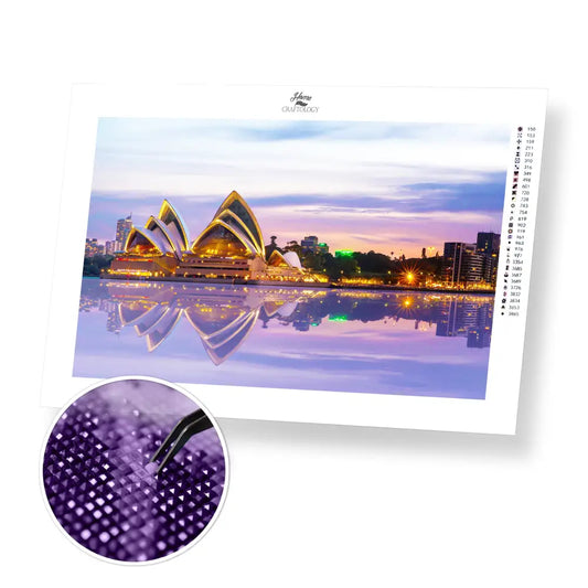 Sydney Opera House Night Lights - Premium Diamond Painting Kit - 45x30cm / 18x12’’ / Square (Most Popular) - Diamond