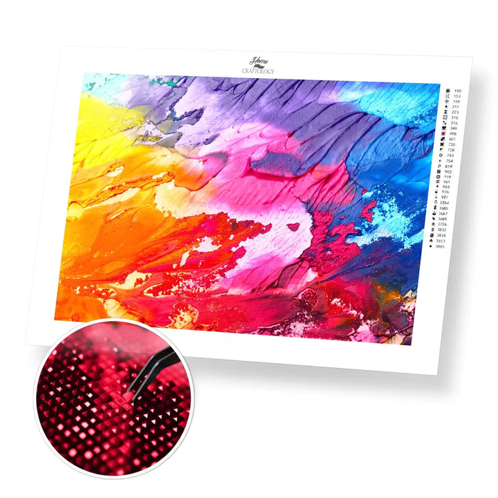 Textured Paint Abstract - Premium Diamond Painting Kit - 30x20cm / 12x8’’ / Square (Most Popular) - Diamond Painting Kit