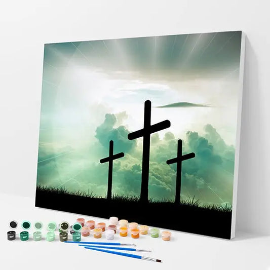 Three Crosses Kit - Paint By Numbers - 30x40cm / 12x16’’ / No Frame - Paint By Numbers