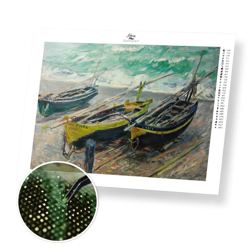 Three Fishing Boats - Premium Diamond Painting Kit - 40x30cm / 16x12’’ / Square (Most Popular) - Diamond Painting Kit