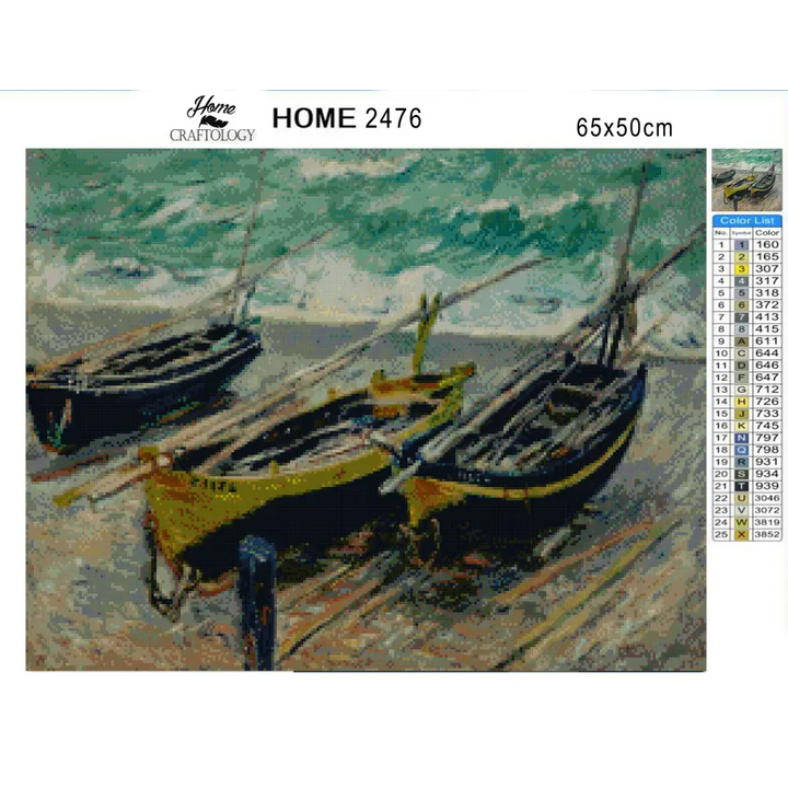 Three Fishing Boats - Premium Diamond Painting Kit - Diamond Painting Kit