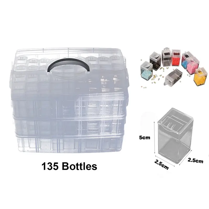 Three Layer Diamond Painting Storage Box - 135 Bottles - Diamond Painting Accessory