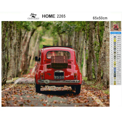 Travelling Red Car - Premium Diamond Painting Kit - Diamond Painting Kit