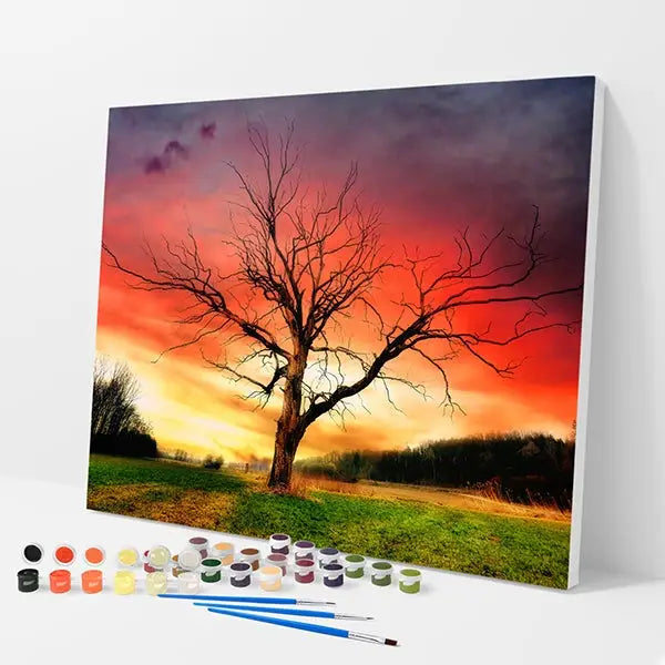 Tree at Sunset Kit - Paint By Numbers - 30x40cm / 12x16’’ / No Frame - Paint By Numbers
