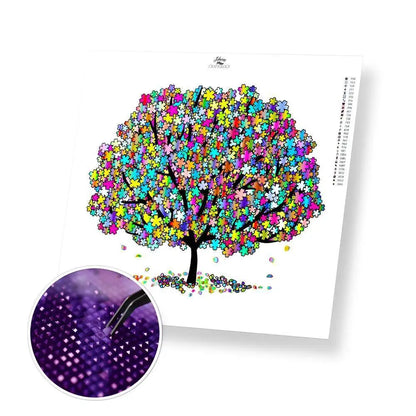 Tree with Rainbow Color - Premium Diamond Painting Kit - 30x30cm / 12x12’’ / Square (Most Popular) - Diamond Painting