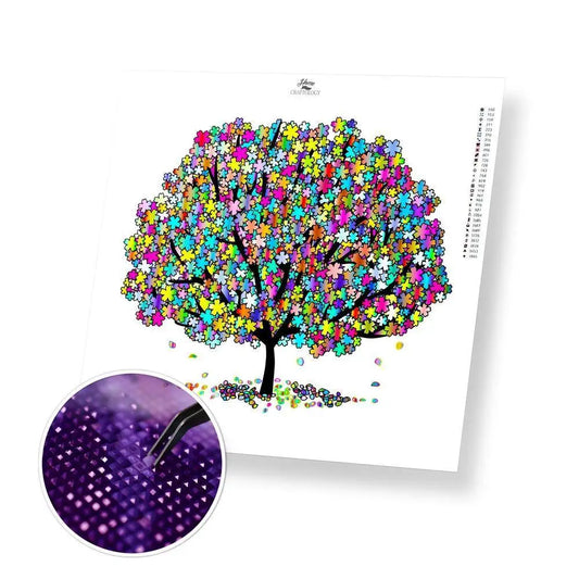 Tree with Rainbow Color - Premium Diamond Painting Kit - 30x30cm / 12x12’’ / Square (Most Popular) - Diamond Painting