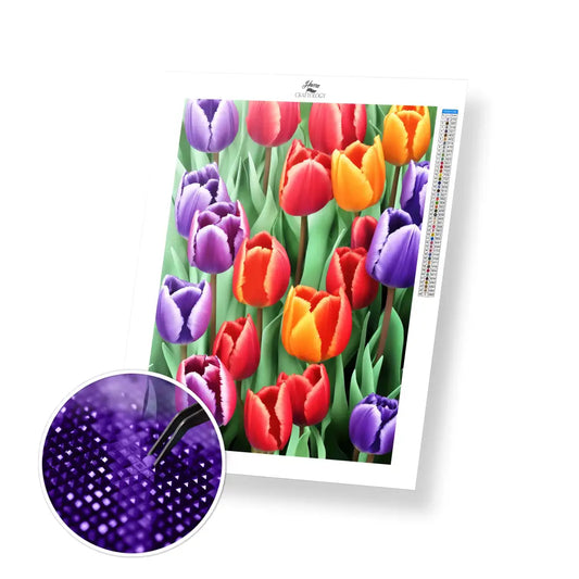 Tulips Painting - Premium Diamond Painting Kit - 30x40cm / 12x16’’ / Square (Most Popular) - Diamond Painting Kit