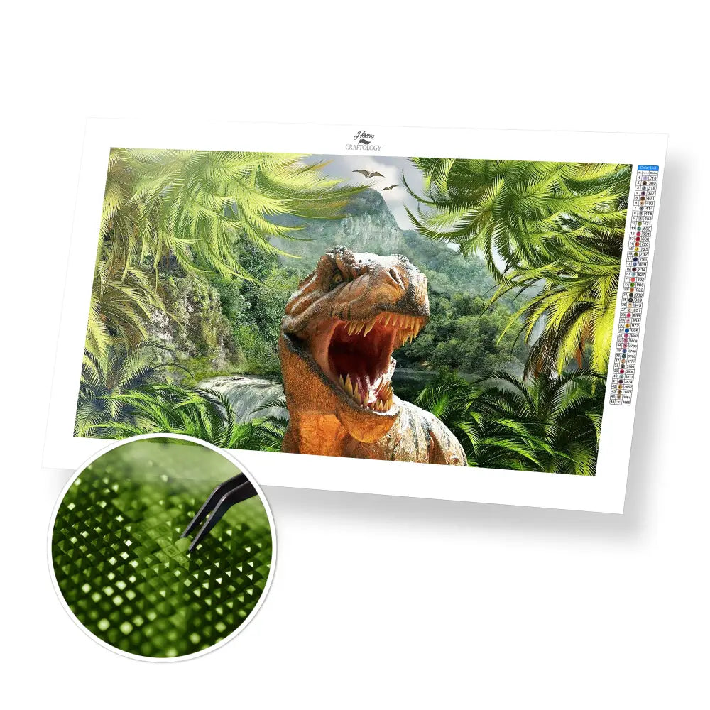 Tyrannosaurus Rex - Premium Diamond Painting Kit - 55x30cm / 22x12’’ / Square (Most Popular) - Diamond Painting Kit