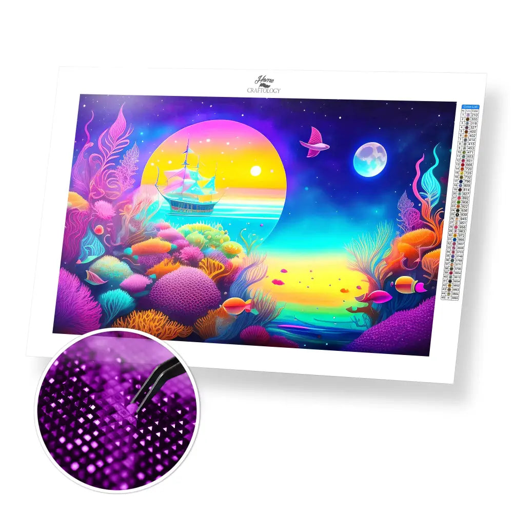 Under and Over the Sea - Premium Diamond Painting Kit - 45x30cm / 18x12’’ / Square (Most Popular) - Diamond Painting Kit
