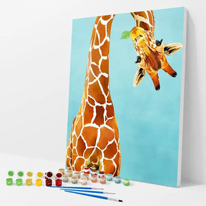 Upside Down Giraffe Kit - Paint By Numbers - 30x40cm / 12x16’’ / No Frame - Paint By Numbers