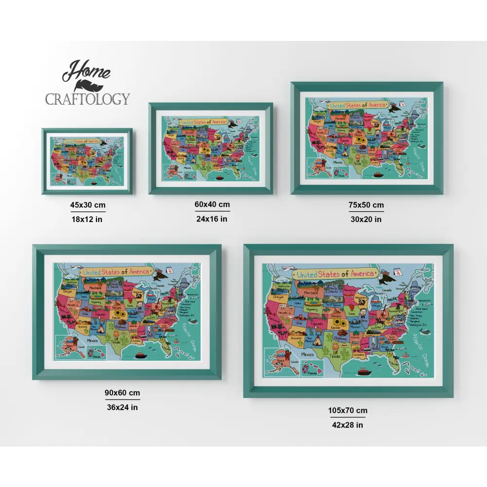 US Map - Premium Diamond Painting Kit - Diamond Painting Kit