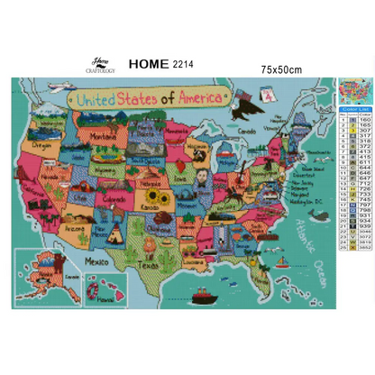 US Map - Premium Diamond Painting Kit - Diamond Painting Kit