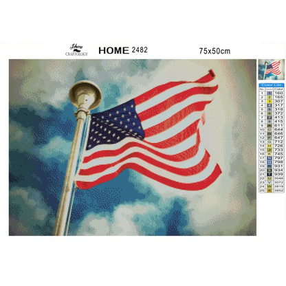 USA Flag on a Pole - Premium Diamond Painting Kit - Diamond Painting Kit