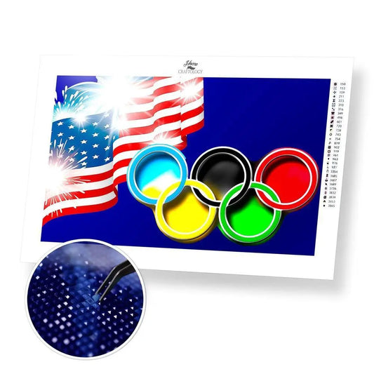 USA Olympics - Premium Diamond Painting Kit - 50x30cm / 20x12’’ / Square (Most Popular) - Diamond Painting Kit