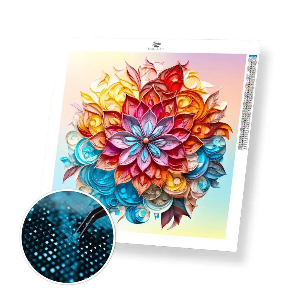 Vibrant Mandala - Exclusive Premium Diamond Painting Kit - 20x20cm / 8x8’’ / Square (Most Popular) / No Frame - Diamond