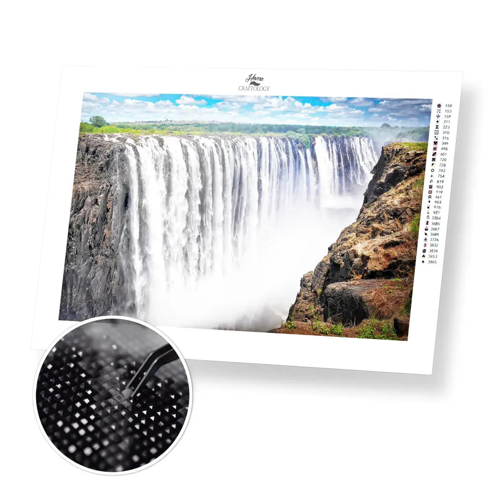 Victoria Falls - Premium Diamond Painting Kit - 45x30cm / 18x12’’ / Square (Most Popular) - Diamond Painting Kit