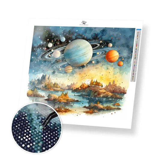 View of Planets - Exclusive Premium Diamond Painting Kit - 35x30cm / 14x12’’ / Square (Most Popular) - Diamond Painting