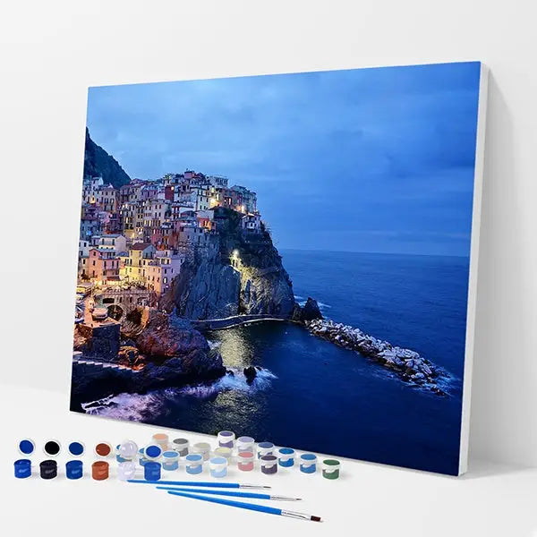 Village at Night Kit - Paint By Numbers - 30x40cm / 12x16’’ / No Frame - Paint By Numbers