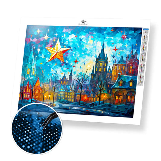 Village Under the Stars - Exclusive Premium Diamond Painting Kit - 40x30cm / 16x12’’ / Square (Most Popular) / No Frame
