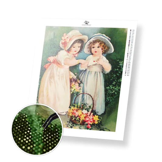 Vintage Children - Premium Diamond Painting Kit - 20x25cm / 8x10’’ / Square (Most Popular) - Diamond Painting Kit