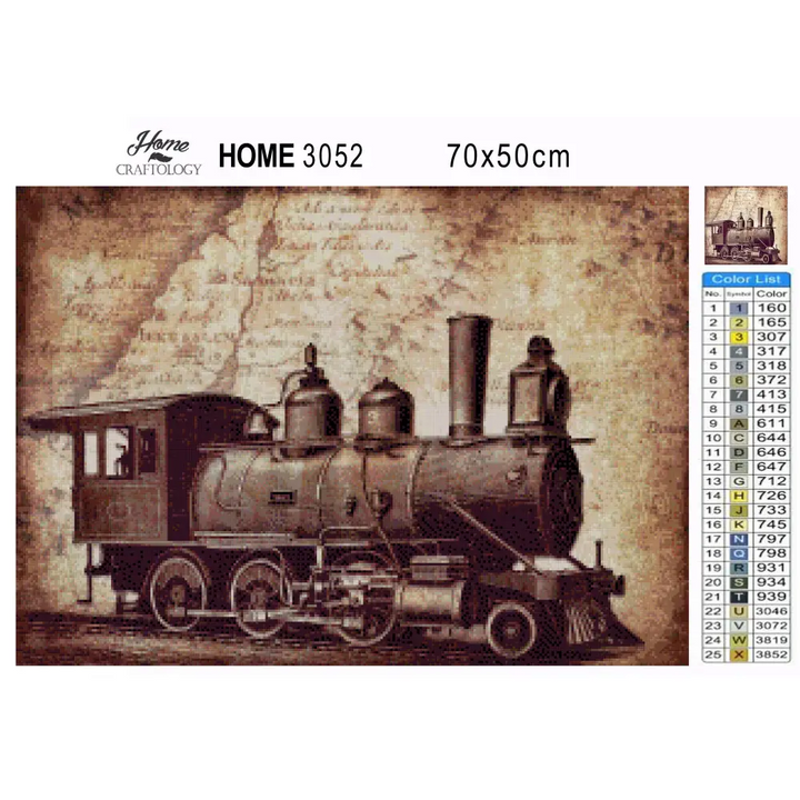 Vintage Train - Premium Diamond Painting Kit - Diamond Painting Kit