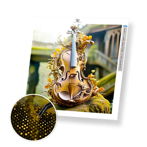Violin with Branches - Exclusive Premium Diamond Painting Kit - 30x30cm / 12x12’’ / Square (Most Popular) - Diamond