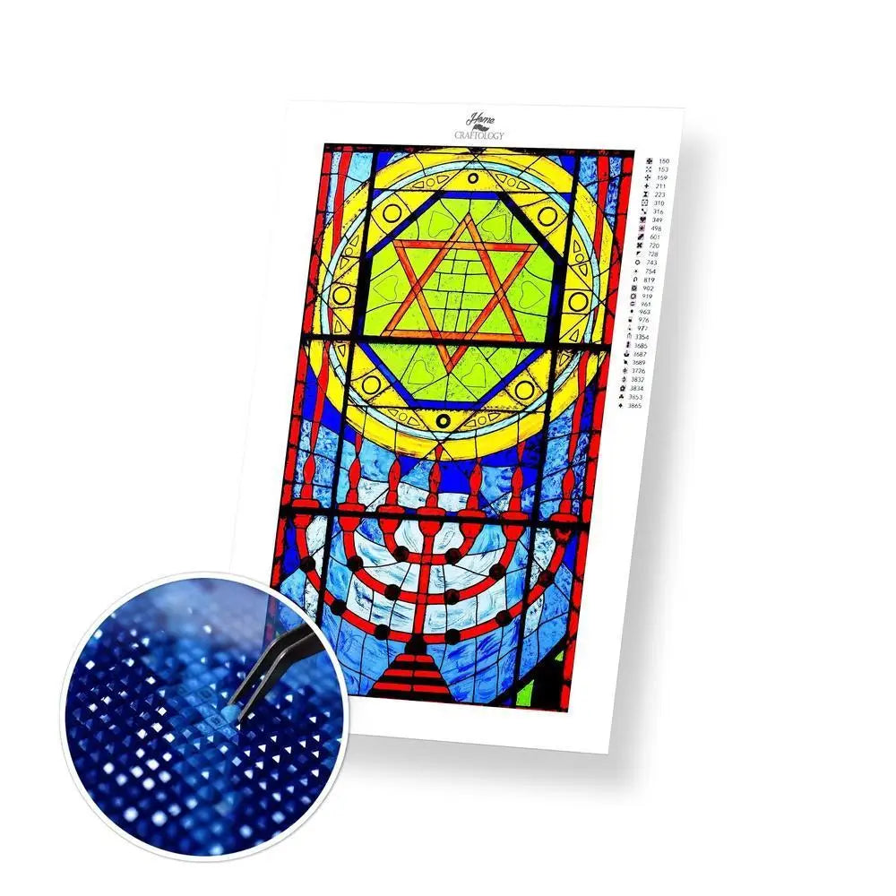 Vitrage Menorah - Premium Diamond Painting Kit - 30x55cm / 12x22’’ / Square (Most Popular) - Diamond Painting Kit