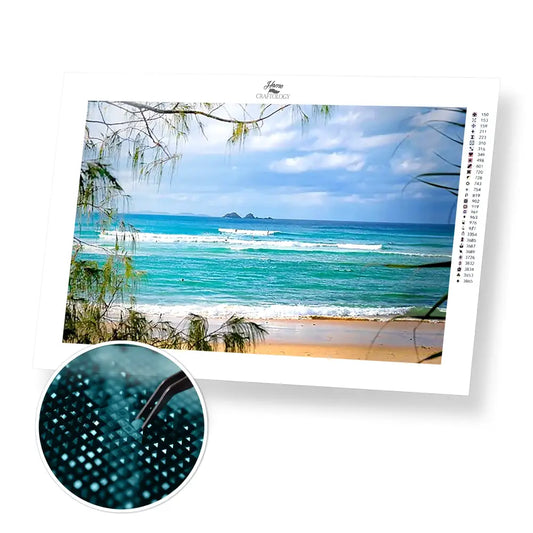 Wategos Beach - Premium Diamond Painting Kit - 45x30cm / 18x12’’ / Square (Most Popular) - Diamond Painting Kit