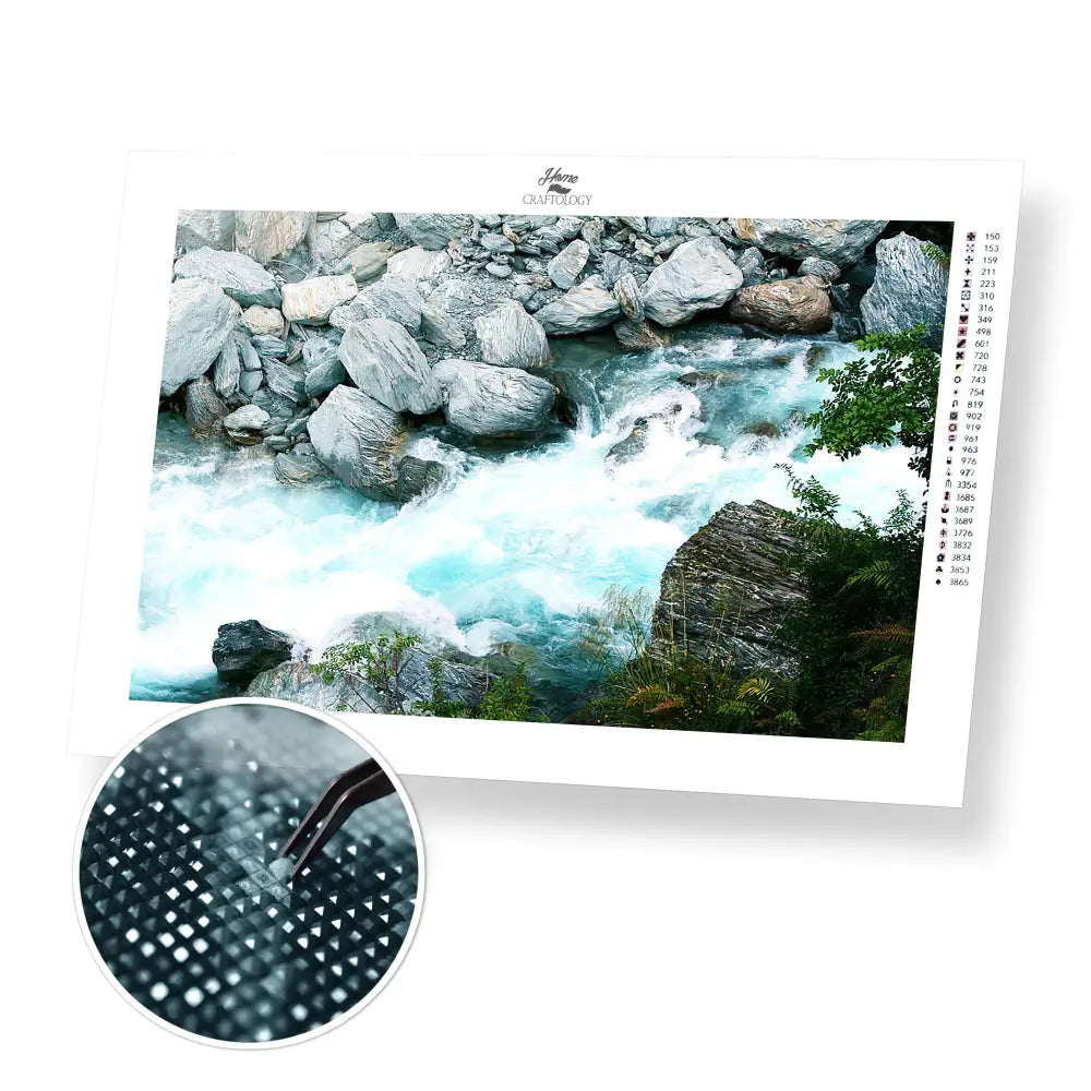 Waterfall Stream - Premium Diamond Painting Kit - 45x30cm / 18x12’’ / Square (Most Popular) - Diamond Painting Kit
