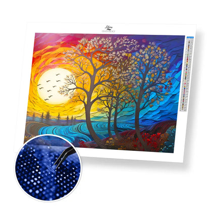 Waves of Sunset - Exclusive Premium Diamond Painting Kit - 40x30cm / 16x12’’ / Square (Most Popular) / No Frame